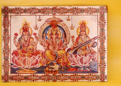 1988 | Portrait of the Gods Lakshmi, Ganesha and  Sarasvati worshiped by The Avatar