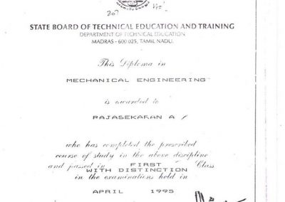 1995|Course Completion Certificate awarded to the Avatār